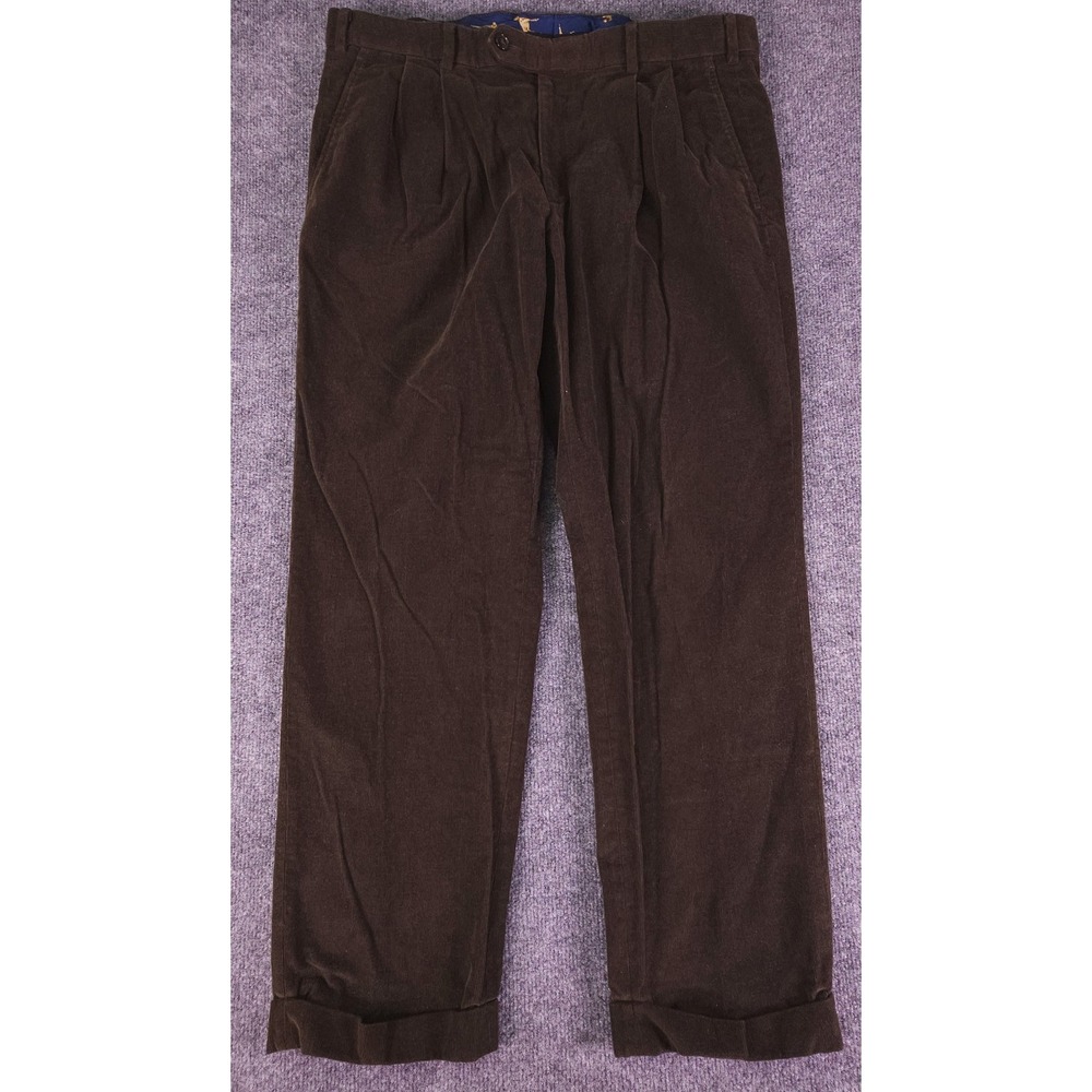 Lauren Ralph Lauren Corduroy Pants Mens 36x30 Brown‎ Dog Waistband Stretch Chino